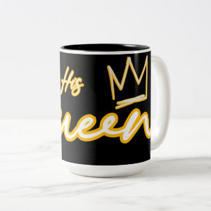 Zijn Queen Neon Light Typografie Tweekleurige Koffiemok