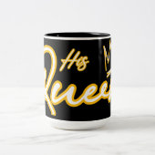 Zijn Queen Neon Light Typografie Tweekleurige Koffiemok (Center)