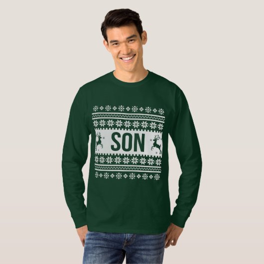 Zijn shirt Ugly Christmas Sweater zoon (Voorkant volledig)