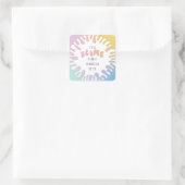 Zijn sliptijd regenboogverjaardagsstickers vierkante sticker (Tas)