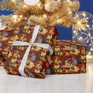 Zijn Station en Vier Azen Honden die Poker Spelen Cadeaupapier