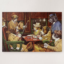 Zijn Station en Vier Azen Honden die Poker Spelen Legpuzzel