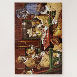 Zijn Station en Vier Azen Honden die Poker Spelen Legpuzzel