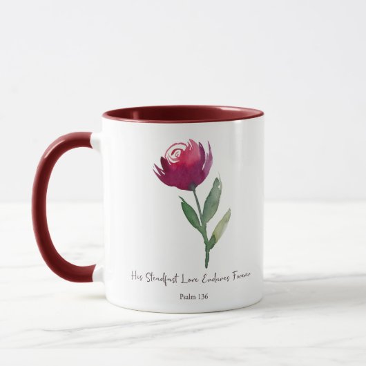 Zijn steadfast Love waterverf red rose Mok (Links)