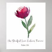 Zijn steadfast Love waterverf red rose Poster (Voorkant)