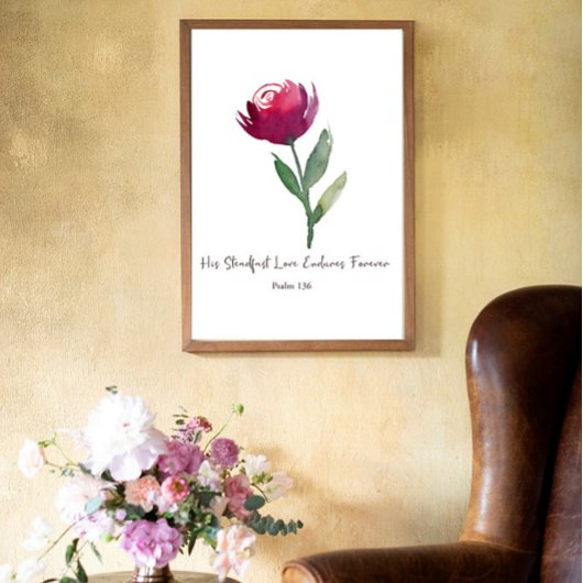 Zijn steadfast Love waterverf red rose Poster