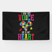 Zijn stem Hij is mijn hartautisme bewustzijn Puzzl Spandoek (Horizontaal)
