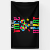 Zijn stem Hij is mijn hartautisme bewustzijn Puzzl Spandoek (Verticaal)