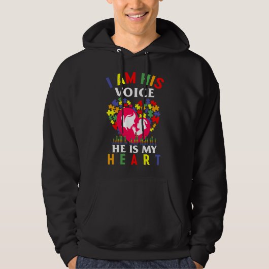 Zijn stem is me Autisme Awareness Day Fited Hoodie (Voorkant)
