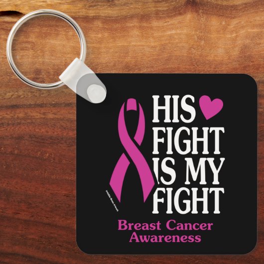 Zijn strijd... borstkanker sleutelhanger (Voorkant)