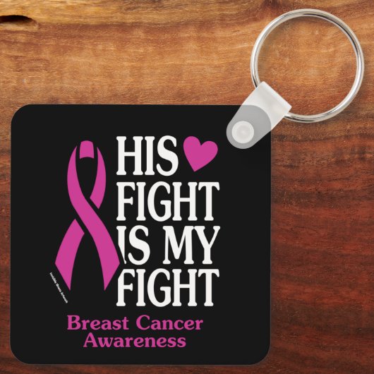 Zijn strijd... borstkanker sleutelhanger (Achterkant)