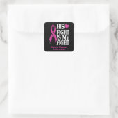 Zijn strijd... borstkanker vierkante sticker (Tas)