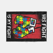 Zijn strijd is mijn 'Fight Autism Awareness Boxing Fleece Deken (Voorkant (Horizontaal))