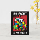 Zijn strijd is mijn 'Fight Autism Awareness Boxing Kaart (Gele Bloem)