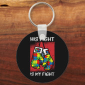 Zijn strijd is mijn 'Fight Autism Awareness Boxing Sleutelhanger (Voorkant)
