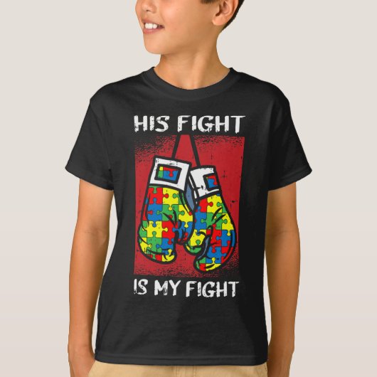Zijn strijd is mijn 'Fight Autism Awareness Boxing T-shirt (Voorkant)