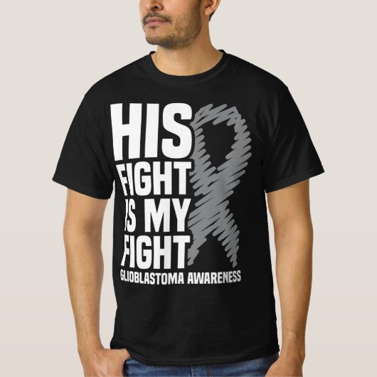 Zijn strijd is mijn gevecht tegen Glioblastoom GBM T-shirt (Voorkant)