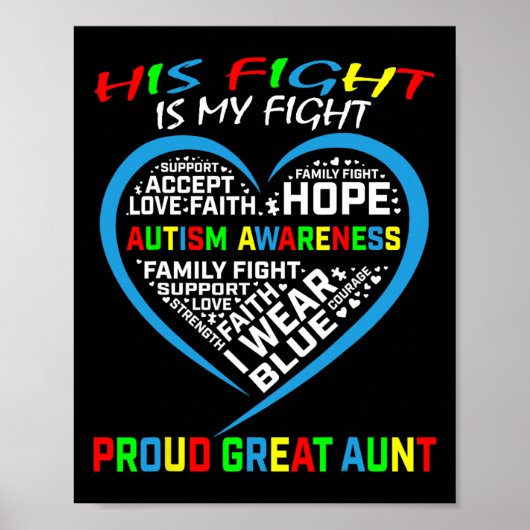 Zijn strijd is mijn strijd Autisme bewustzijn Neef Poster (Voorkant)