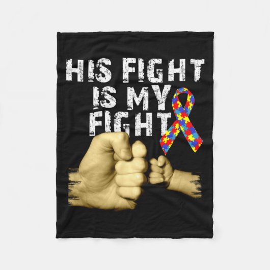 Zijn Strijd Is Mijn Strijd Autisme Bewustzijn Steu Fleece Deken (Voorkant)