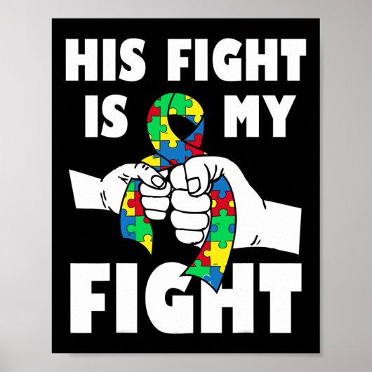 Zijn Strijd Is Mijn Strijd Inspirerend Autisme Bew Poster (Voorkant)