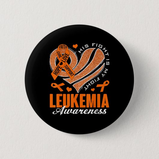 Zijn Strijd Is Mijn Strijd Leukemie Bewustzijn Har Ronde Button 5,7 Cm (Voorkant)