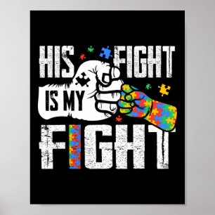 Zijn strijd is mijn strijd Lint voor autisme bewus Poster