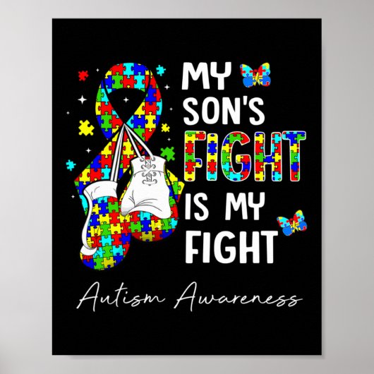 Zijn strijd is mijn strijd Mijn zoon Autisme bewus Poster (Voorkant)