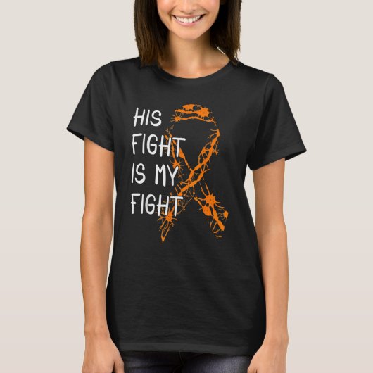 Zijn Strijd Is Mijn Strijd Multiple Sclerose Bewus T-shirt (Voorkant)
