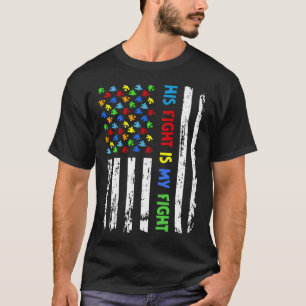 Zijn Strijd Is Mijn Strijd Puzzelstuk Autisme Bewu T-shirt