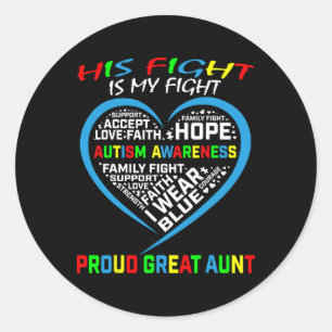 Zijn strijd is mijn strijd tegen autisme bewustzij ronde sticker
