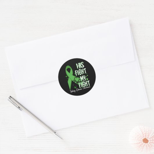Zijn strijd is mijn strijd tegen de groene ribbon  ronde sticker (Envelop)