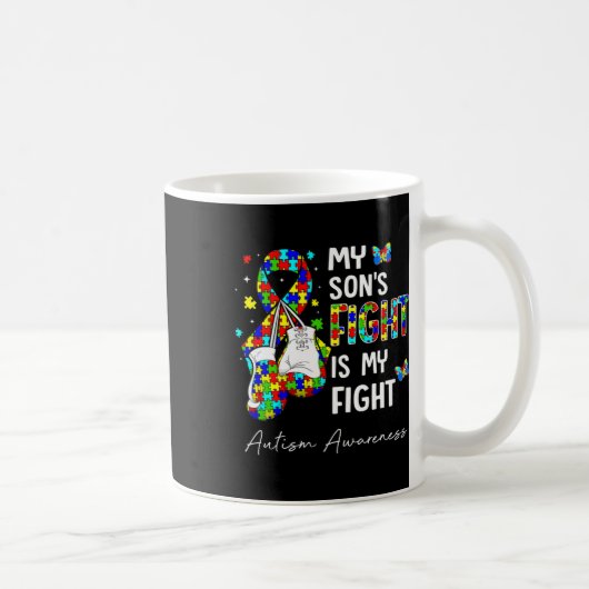 Zijn strijd is mijn strijd tegen de hulp van mijn  koffiemok (Rechts)