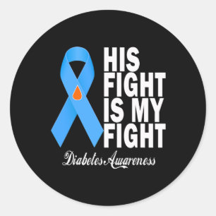 Zijn strijd is mijn strijd tegen diabetes bewustzi ronde sticker