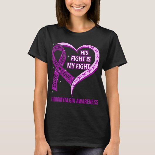 Zijn strijd is mijn strijd tegen fibromyalgie t-shirt (Voorkant)