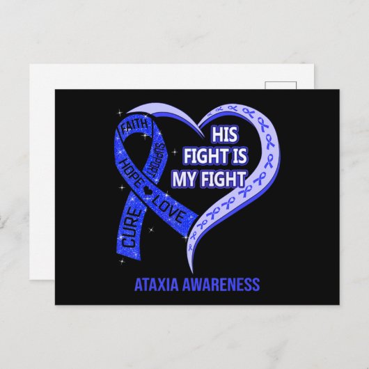Zijn strijd is mijn strijd tegen het Ataxia Bewust Briefkaart (Voorkant / Achterkant)