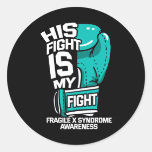 Zijn strijd is mijn strijd tegen het Fragile X Syn Ronde Sticker