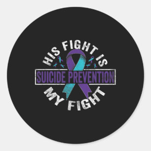 Zijn strijd is mijn strijd tegen zelfmoordpreventi ronde sticker