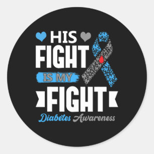 Zijn strijd is mijn T1D diabetes type 1 Ronde Sticker