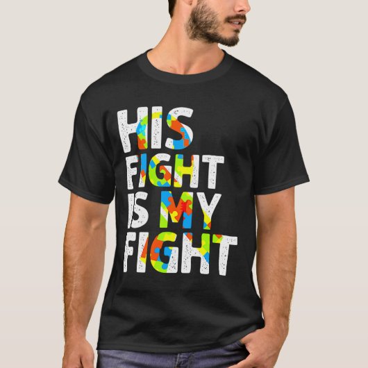 Zijn strijd is mijn vechtend autisme t-shirt (Voorkant)