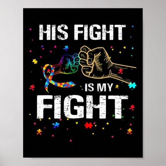 Zijn strijd is mijn vechtster Autisme Autisme Awar Poster (Voorkant)