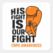 Zijn strijd is onze steun aan CRPS Vierkante Sticker (Voorkant)