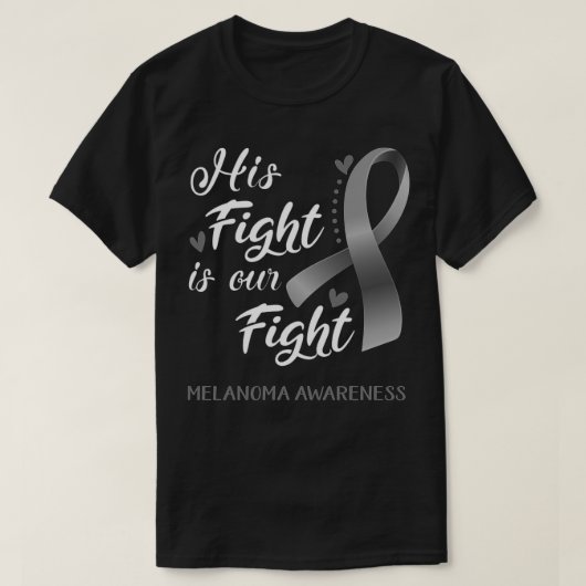 Zijn strijd is onze steun voor Melanoma-voorlichti T-shirt (Design voorkant)