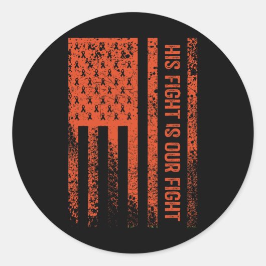 Zijn strijd is onze strijd tegen leukemie ronde sticker (Voorkant)