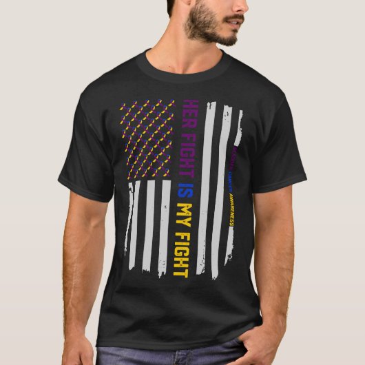 Zijn strijd tegen bladerkanker - Amerikaanse vlag T-shirt (Voorkant)