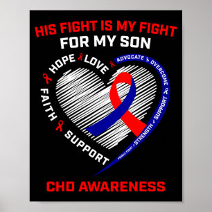 Zijn strijd zoon CHD bewustzijn hartziekte grafisc Poster