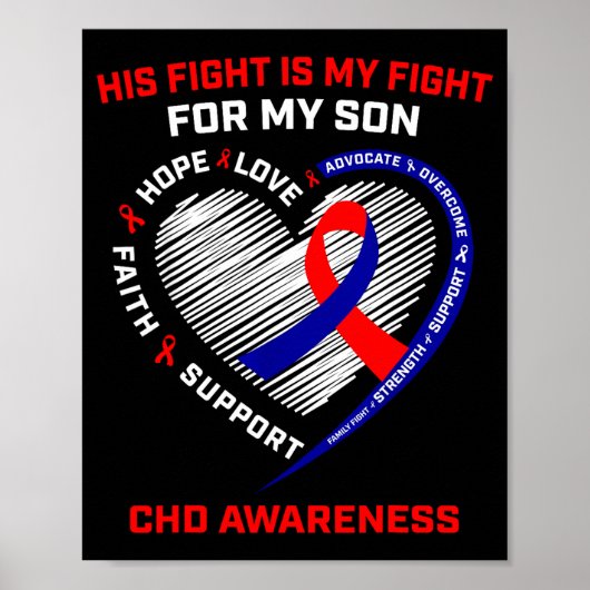 Zijn strijd zoon CHD bewustzijn hartziekte grafisc Poster (Voorkant)