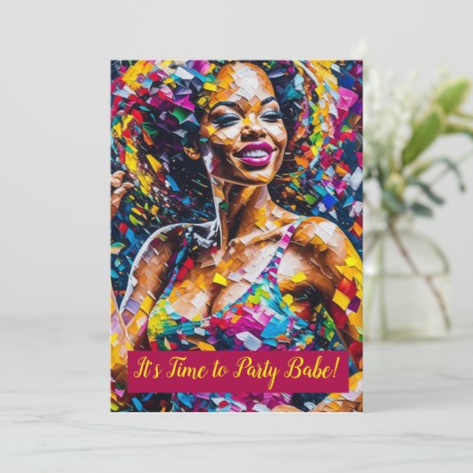 Zijn tijd om te feesten Babe - Uitnodiging (Staand voorkant)