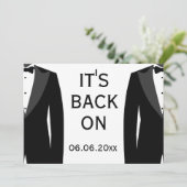 Zijn trouwen in zwart-wit terug save the date (Staand voorkant)