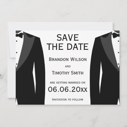 Zijn trouwen in zwart-wit terug save the date (Achterkant)