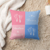 Zijn Twin Boy en Girl Cute Pink Baby Footprint Kussen (Deken)